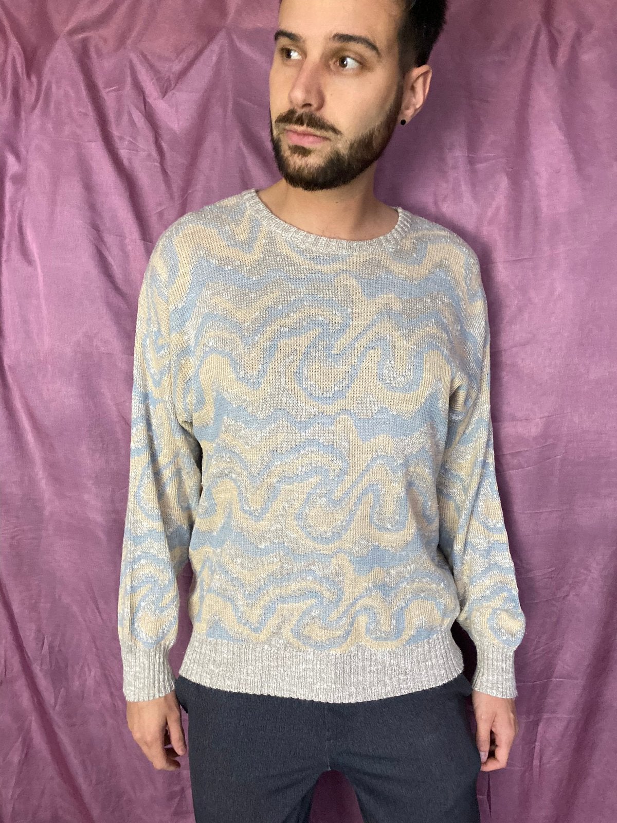 Vintage trui / pullover - knitwear - print - Jaren 80/90 M, Hgv, Hgv, Ophalen of Verzenden, Vintage