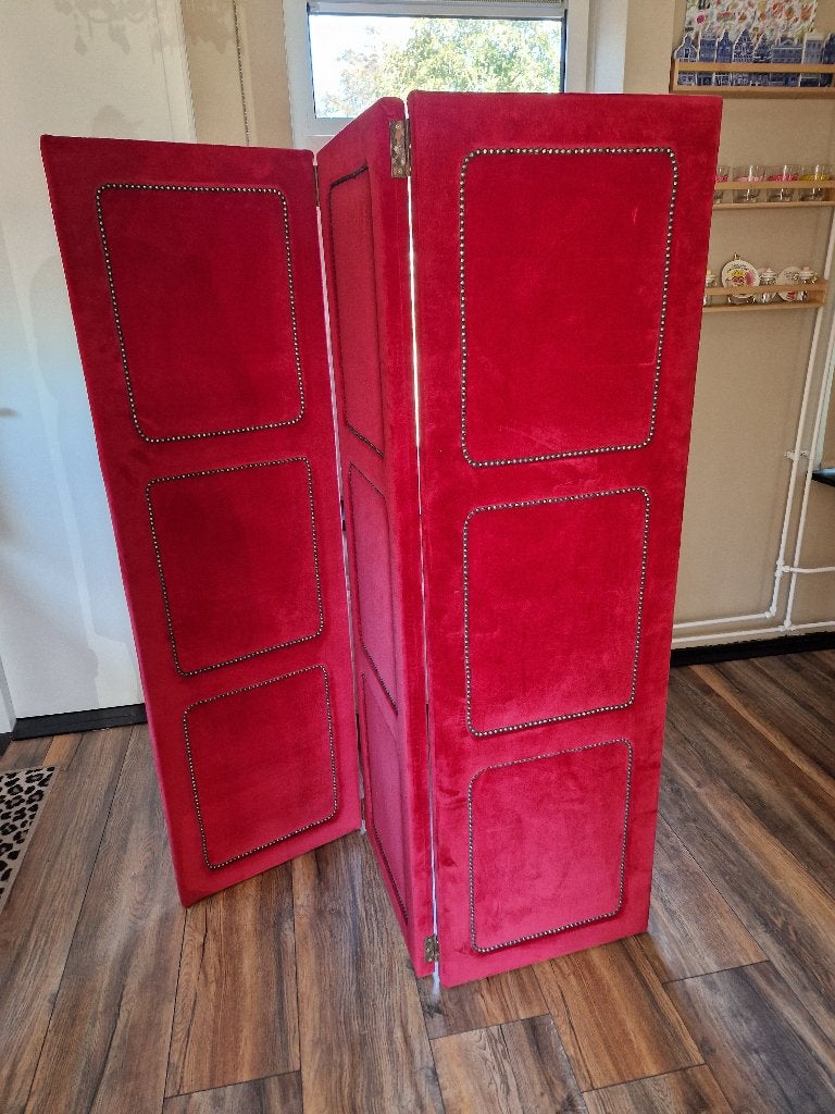 Chique Rode Velvet Roomdivider – Hollywood Regency Stijl., Ophalen
