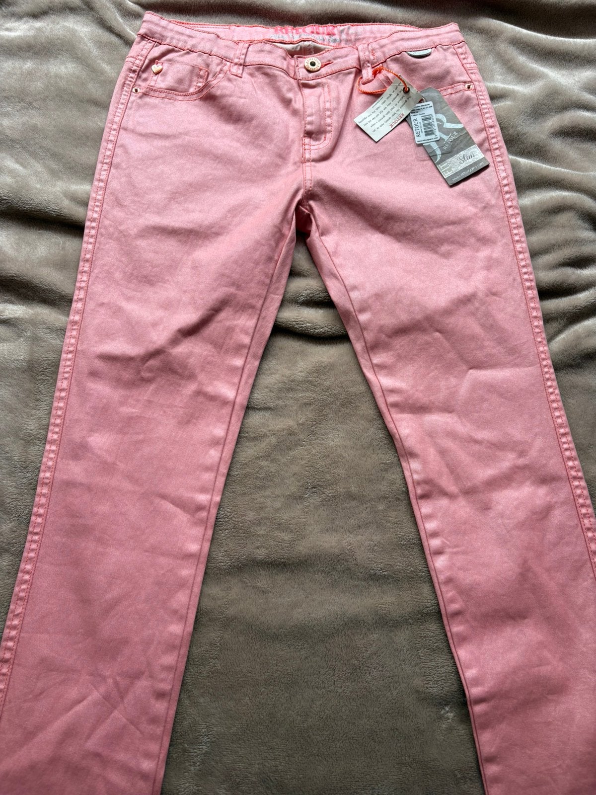 Zalmkleurige broek 176, Kinderen en Baby's, Kinderkleding | Maat 176, Ophalen of Verzenden, Nieuw, Meisje, Broek