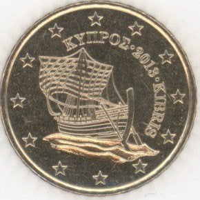 50 Eurocent Cyprus 2013 - Zeilschip <Kyrenia> - UNC, Postzegels en Munten, Munten | Europa | Euromunten, Verzenden, Cyprus, 50 cent