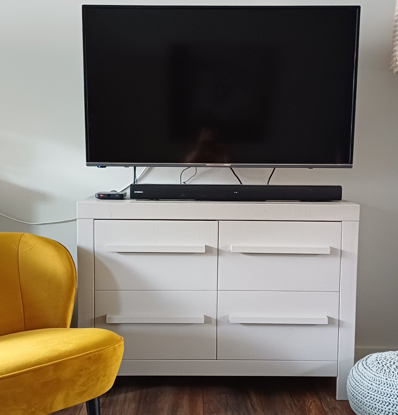 Uniek zgan WOOOD dressoir met 4 ruime lades - taupe, Ophalen, 50 tot 70 cm, 105 cm of meer, 100 cm of meer