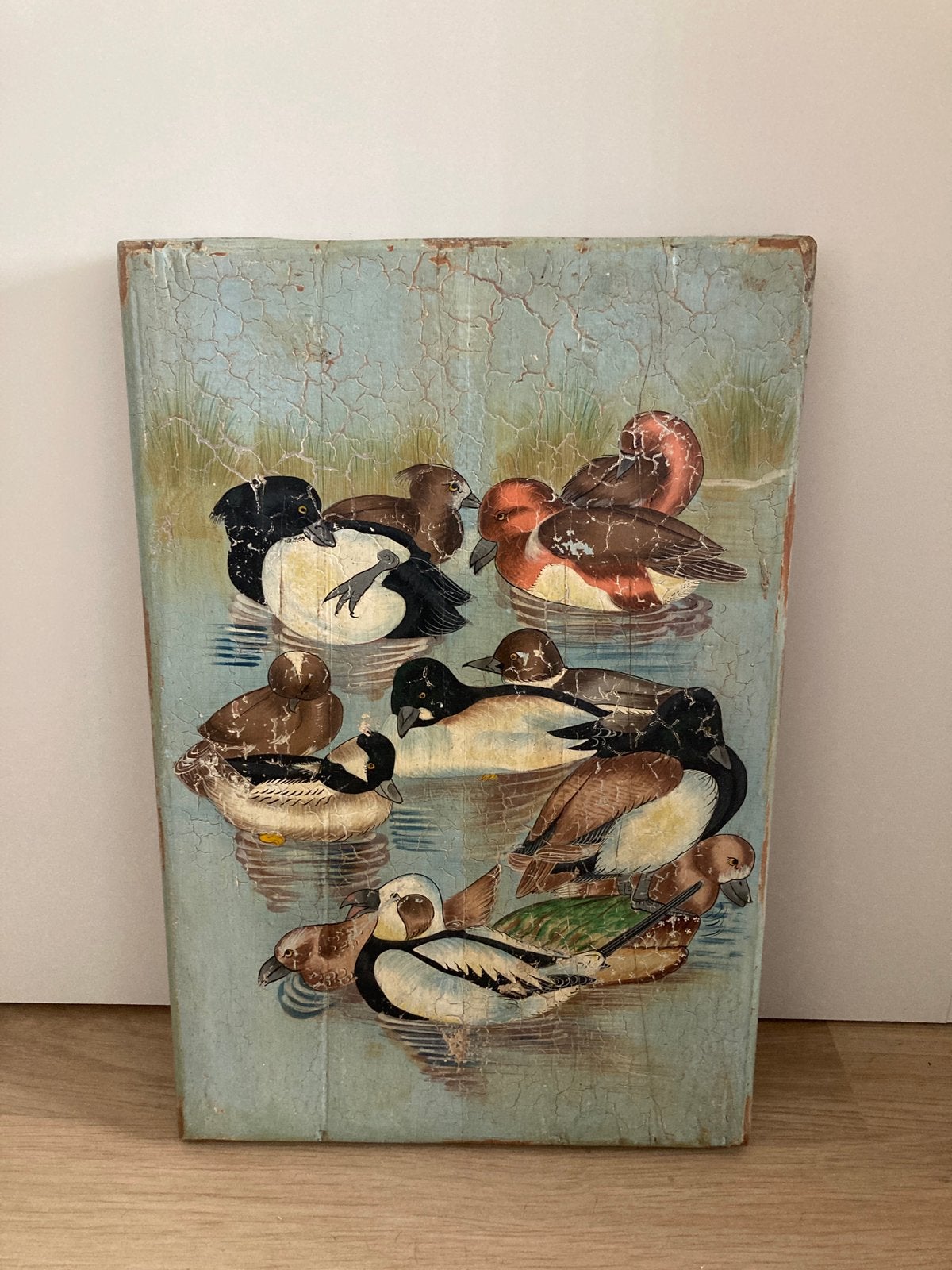 Wanddecoratie (hout) met eenden / watervogels, Ophalen of Verzenden, Zo goed als nieuw