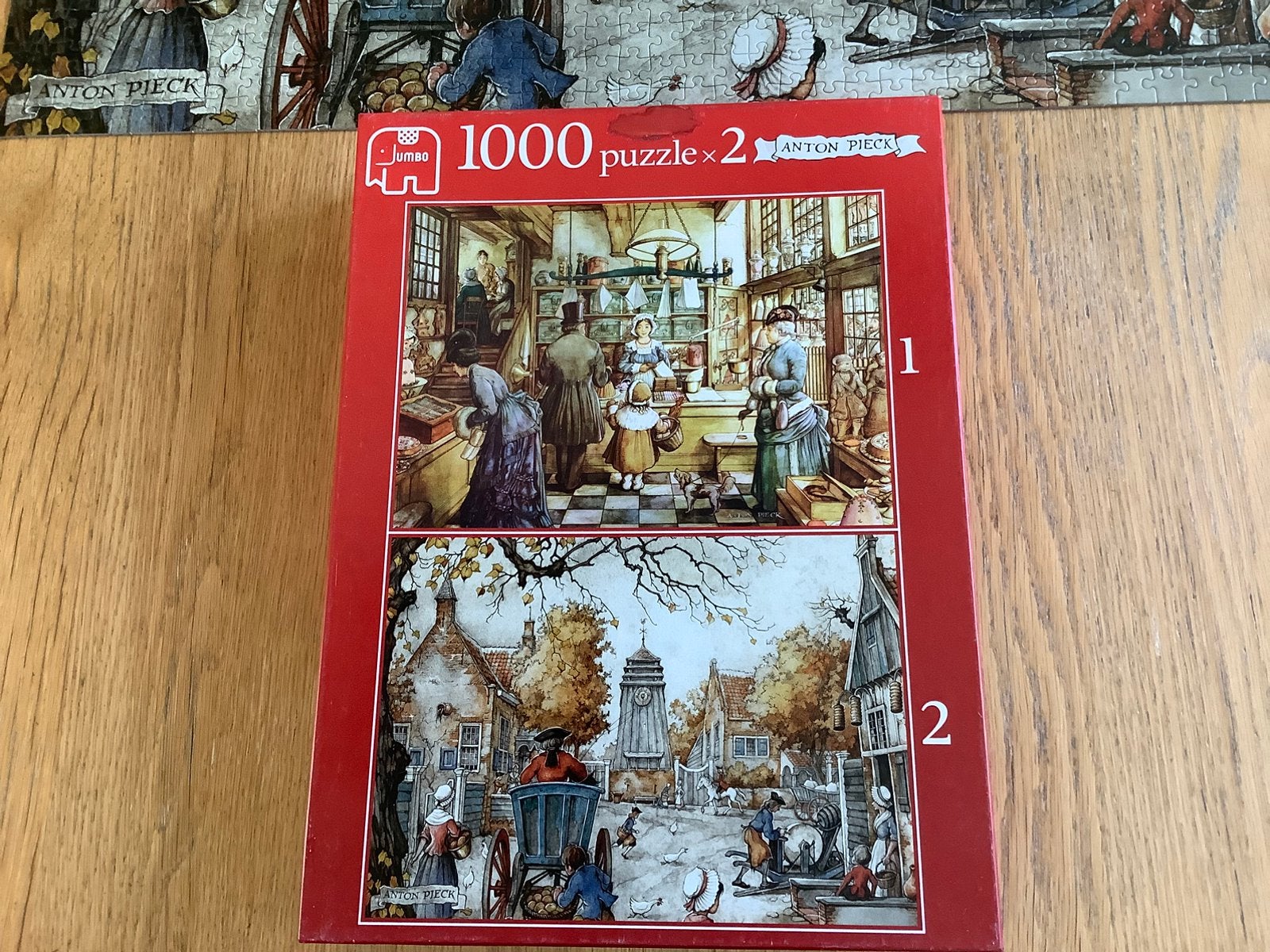 Anton Pieck legpuzzel.De Bakkerij. Het Dorpsplein. 2x1000, Hobby en Vrije tijd, Denksport en Puzzels, Ophalen of Verzenden, Zo goed als nieuw