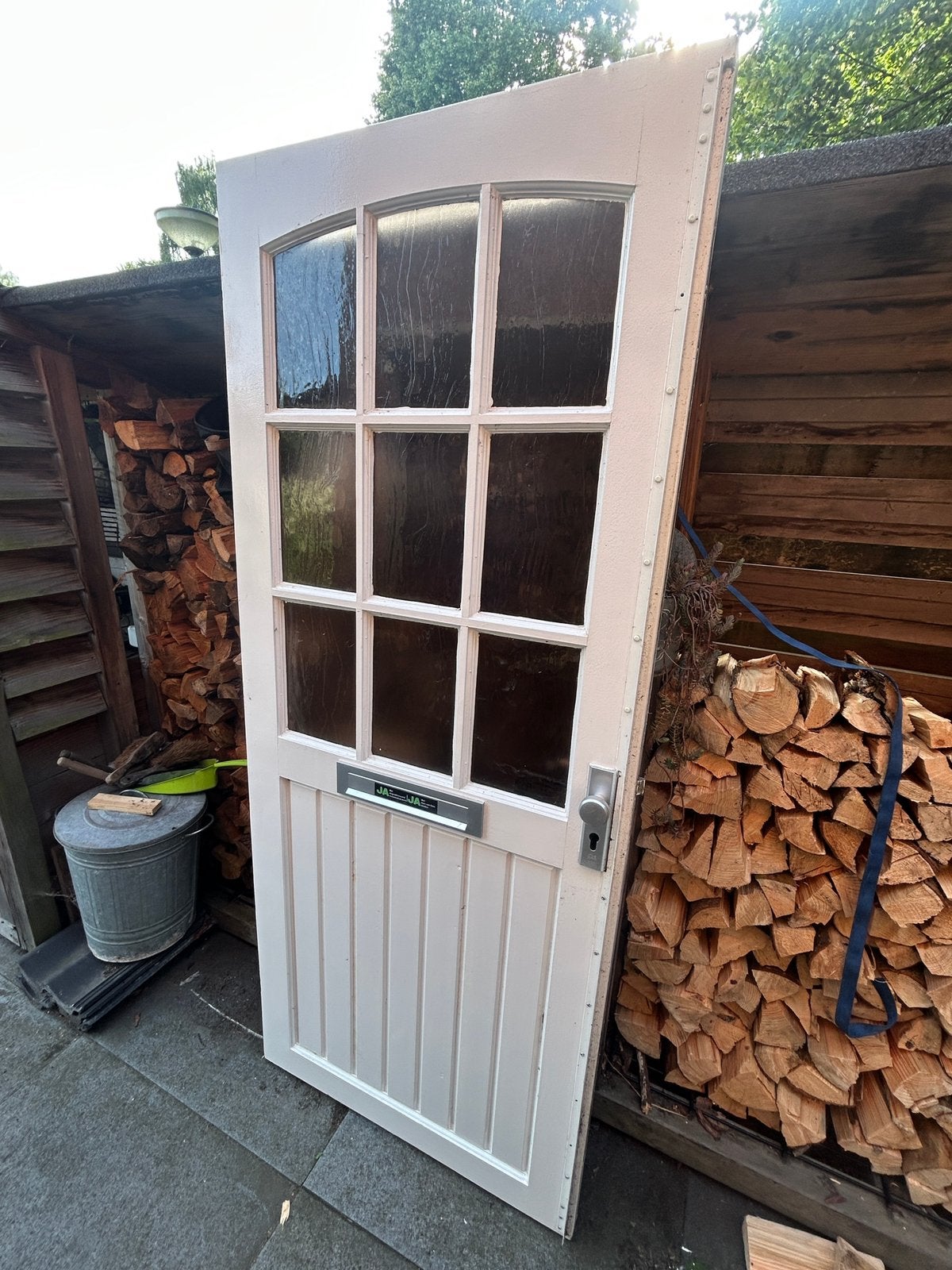 Hard houten voordeur, Ophalen, 200 tot 215 cm, Glas, Buitendeur