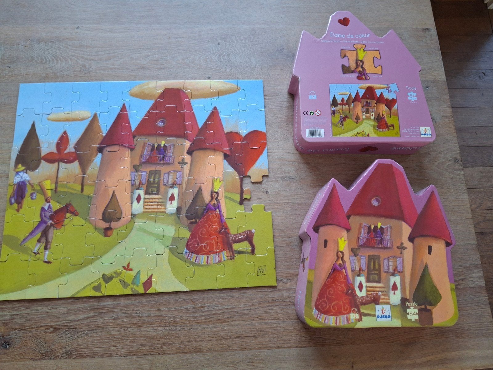 Djeco Puzzel Dame de Coeur 54 Stukjes, Ophalen of Verzenden, Meer dan 50 stukjes, Gebruikt, 4 tot 6 jaar