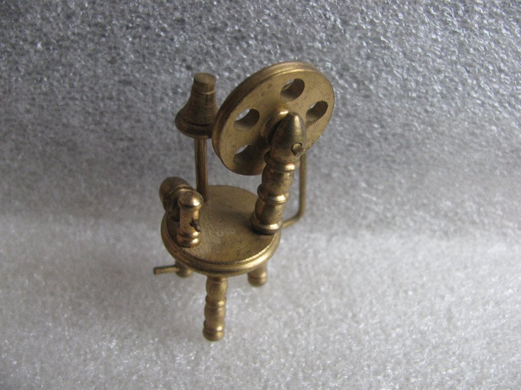 Miniatuur Spinnenwiel van Koper / Messing - 4.5 cm, Verzenden
