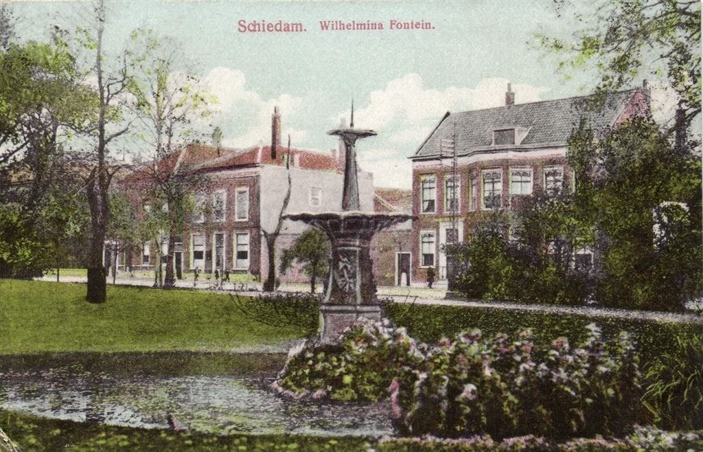 Schiedam. - Wilhelmina Fontein. - ongelopen, Verzamelen, Verzenden, Voor 1920, Ongelopen, Zuid-Holland