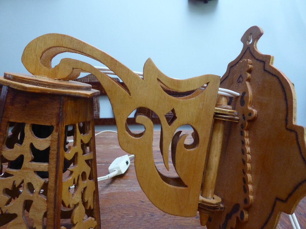 Vintage houten wandlampje, Ophalen of Verzenden