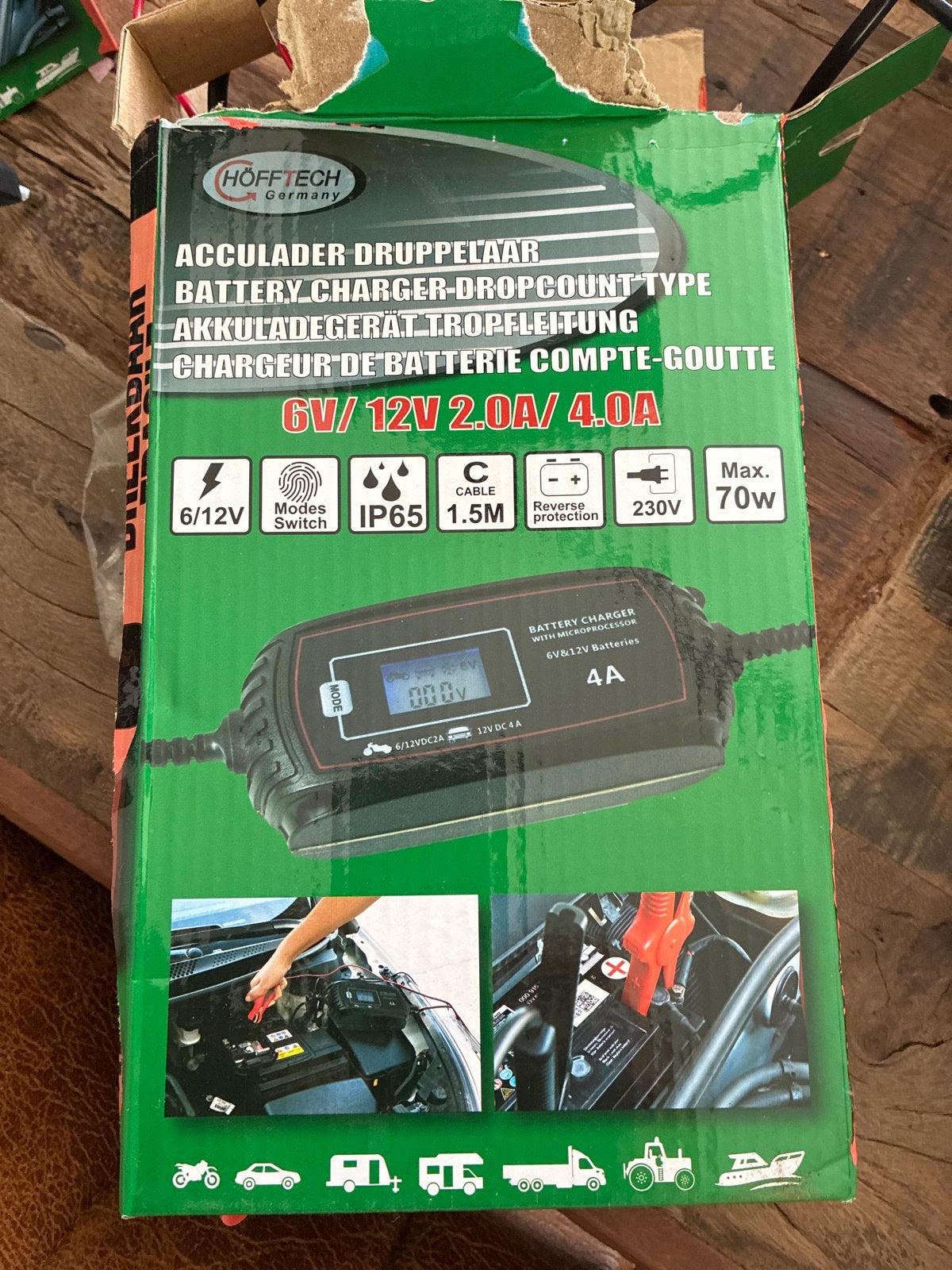 HÖFFTECH Acculader Druppellader 6V/12V 2.0A/4.0A, Ophalen of Verzenden, Nieuw, Universele onderdelen