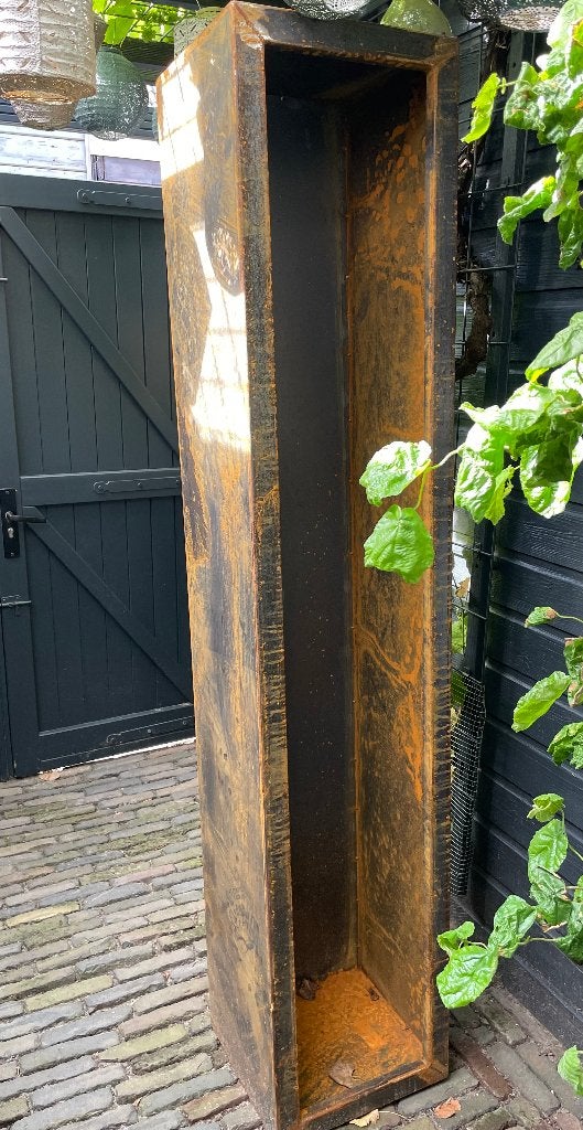 Cortenstalen plantenbak met bodem 200 x 40 x40 cm, Ophalen of Verzenden, Rechthoekig, Metaal