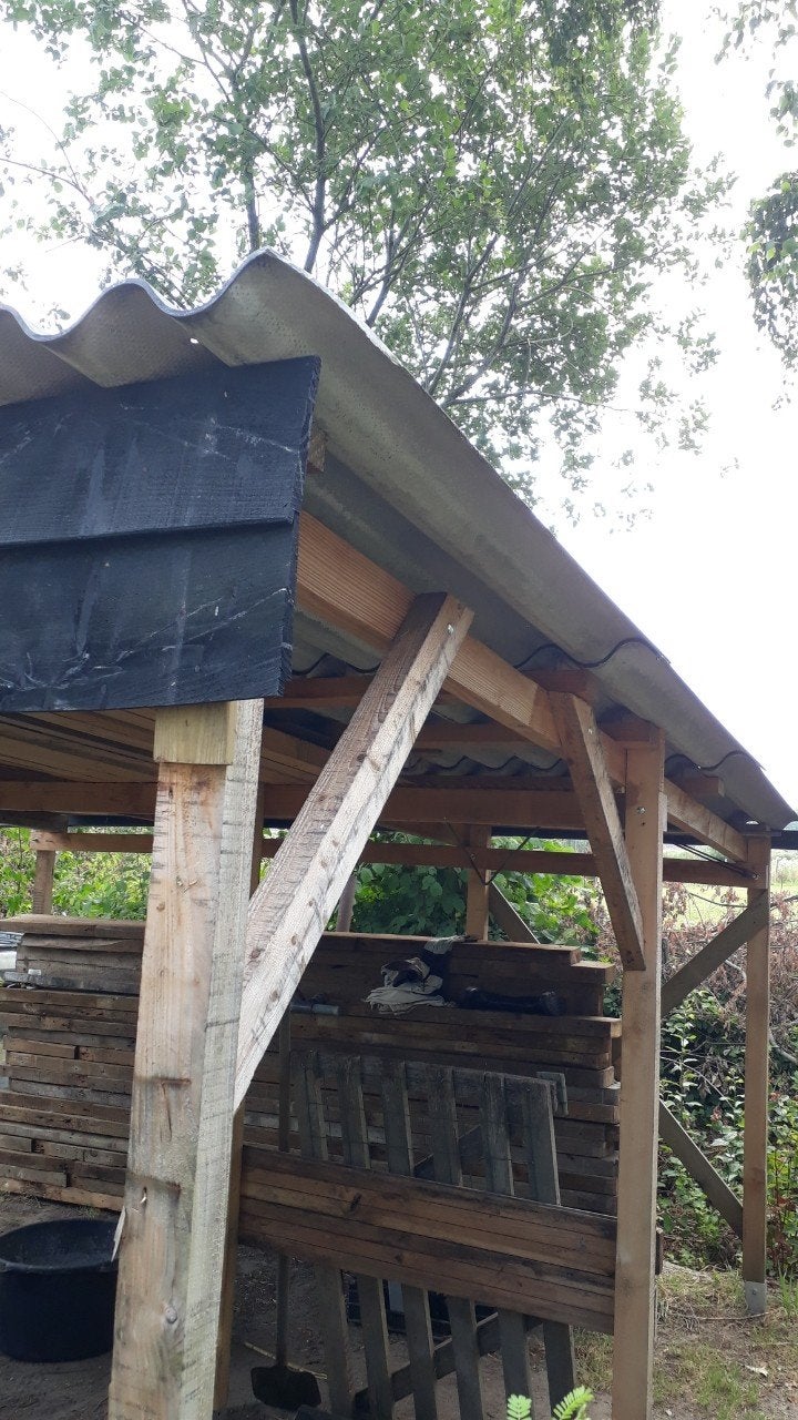 Wegens herinrichting, Afdakje 4 × 4 meter lessenaardak, Ophalen of Verzenden