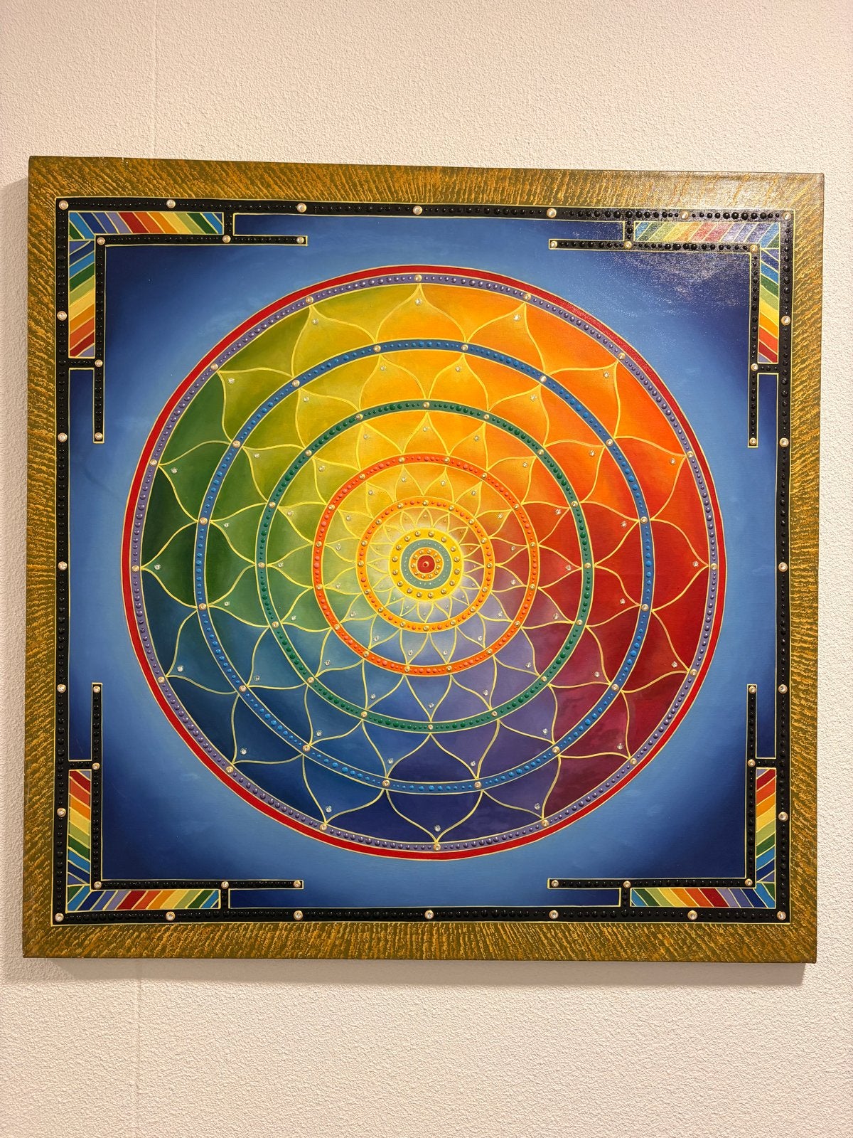Paul Heussenstamm - Kleurrijke Mandala (80x80 cm), Antiek en Kunst, Kunst | Schilderijen | Klassiek, Ophalen, Acrylverf, Gesigneerd