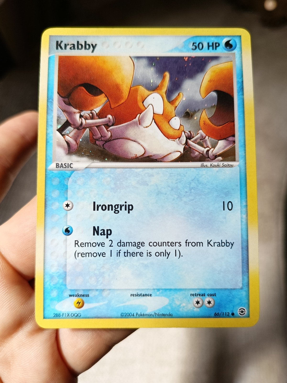 Krabby Pokémon Kaart - NM Conditie, Ophalen of Verzenden, Zo goed als nieuw, Losse kaart