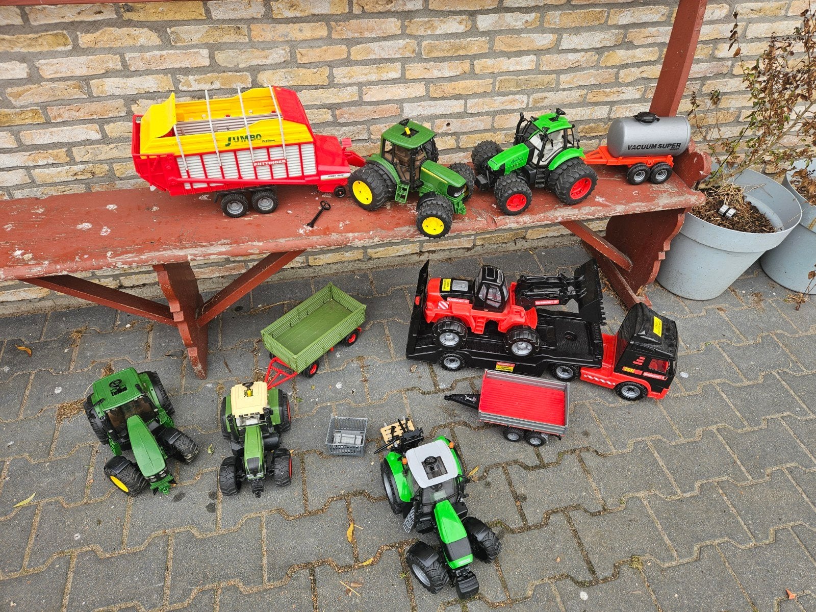 Grote set Bruder speelgoed: tractoren, aanhangers en mammoet, Ophalen, Gebruikt