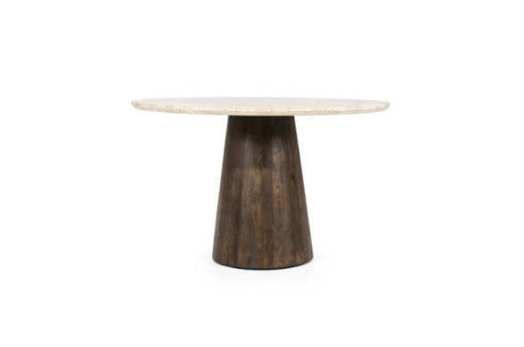 Foto 3 van Eleonora Aikin eettafel 130 cm travertin ronde design tafel