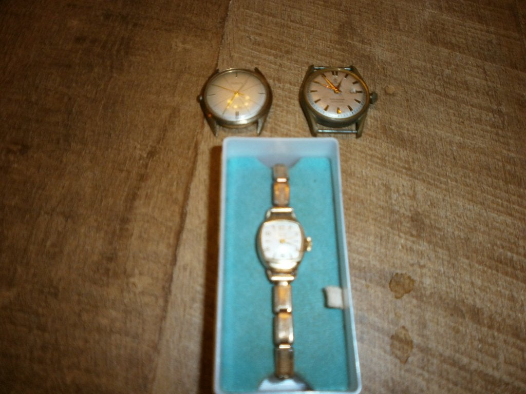 3 vintage polshorloges 2 heren en 1 dames jaren 50/60, Overige merken, Gebruikt, Polshorloge, Overige materialen