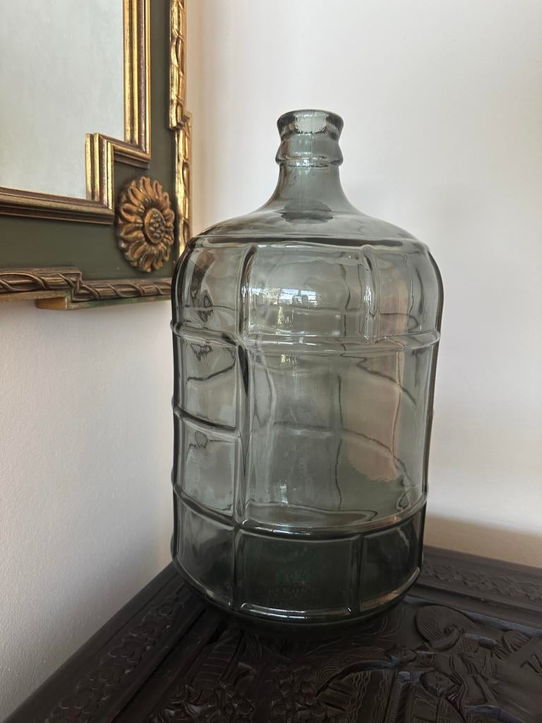 Grote oker glazen vaas/fles - 60 cm, Ophalen of Verzenden, Zo goed als nieuw