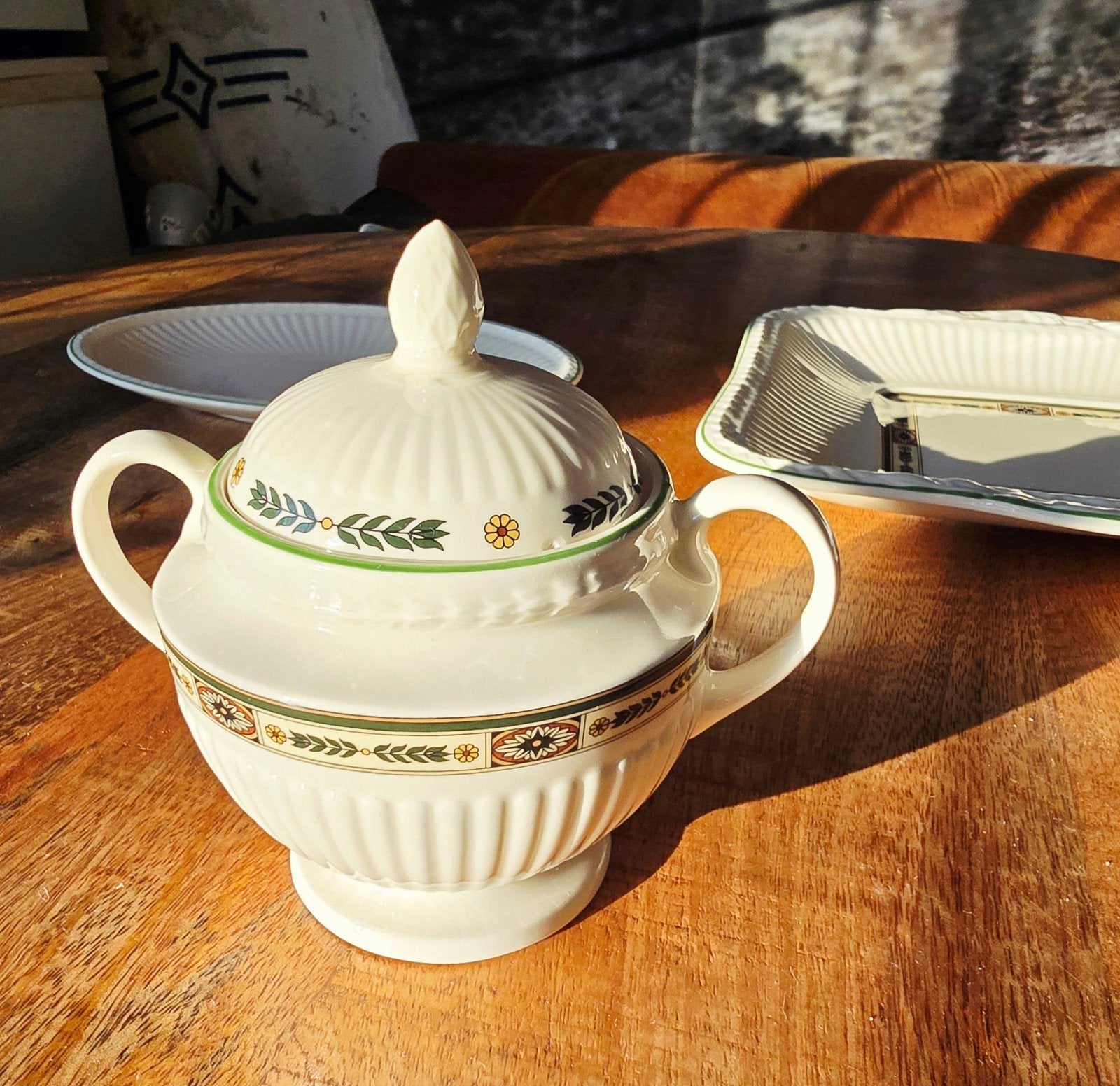 Vintage Wedgwood Queen's Ware Suikerpot met Deksel Edme, Ophalen of Verzenden