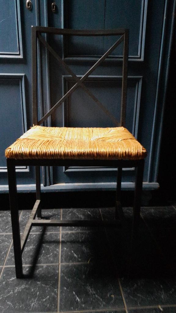 Keukenstoel zwart metaal/riet  IKEA, Huis en Inrichting, Stoelen, Ophalen, Zwart, Zo goed als nieuw, Metaal