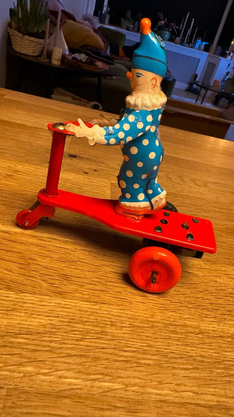 Antieke Blikken Speelgoed Clown Step Vintage Verzamelobject, Ophalen of Verzenden