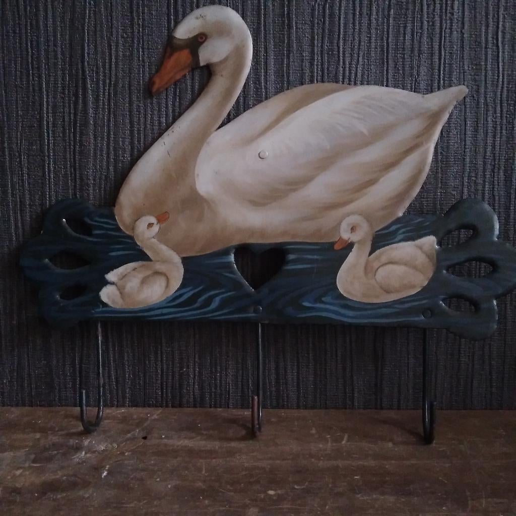 Leuke metalen kapstok zwaantjes, Huis en Inrichting, Vintage, Gebruikt, Meerkleurig, Verzenden