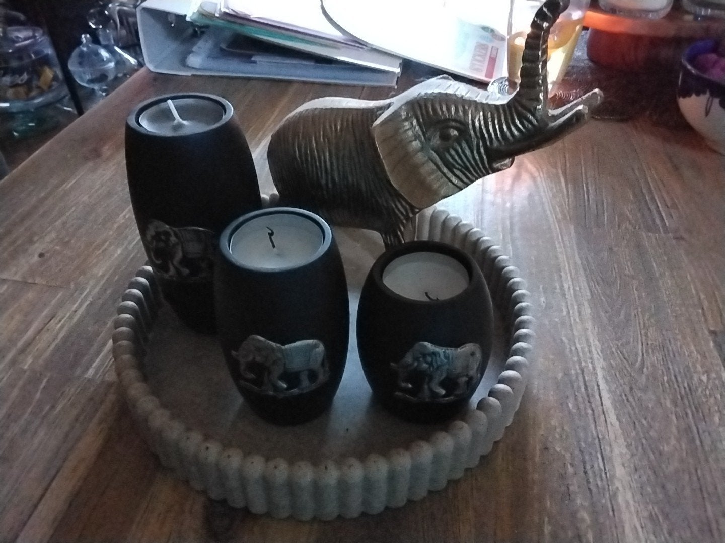 Decoratie Olifant, Ophalen of Verzenden, Nieuw, Goud, Waxinelichthouder