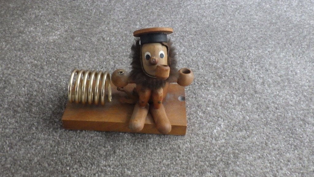 oude retro brievenstandaard met houten popje, Ophalen of Verzenden, Huis en Inrichting