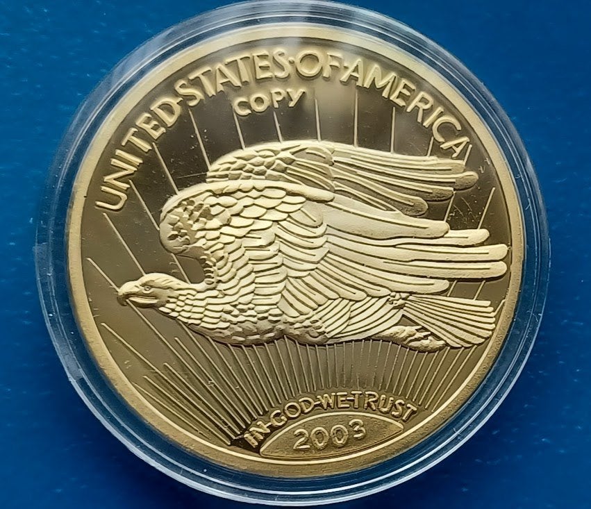 U.S.A. Replica Gold Eagle van 1933, Postzegels en Munten, Penningen en Medailles, Verzenden, Overige materialen, Buitenland