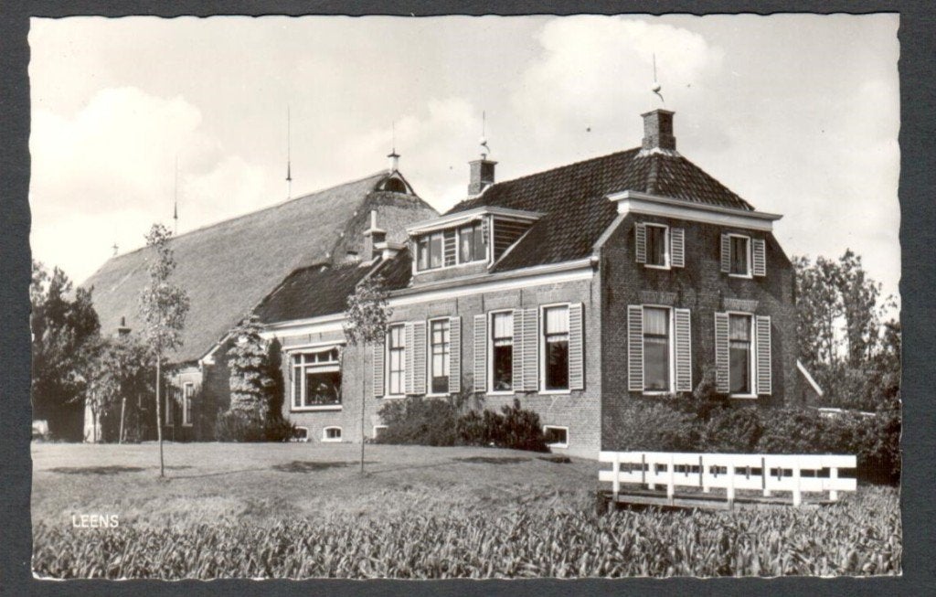 Oude ansicht - Leens - Boerderij - Gr., Ophalen of Verzenden, 1940 tot 1960, Ongelopen, Groningen