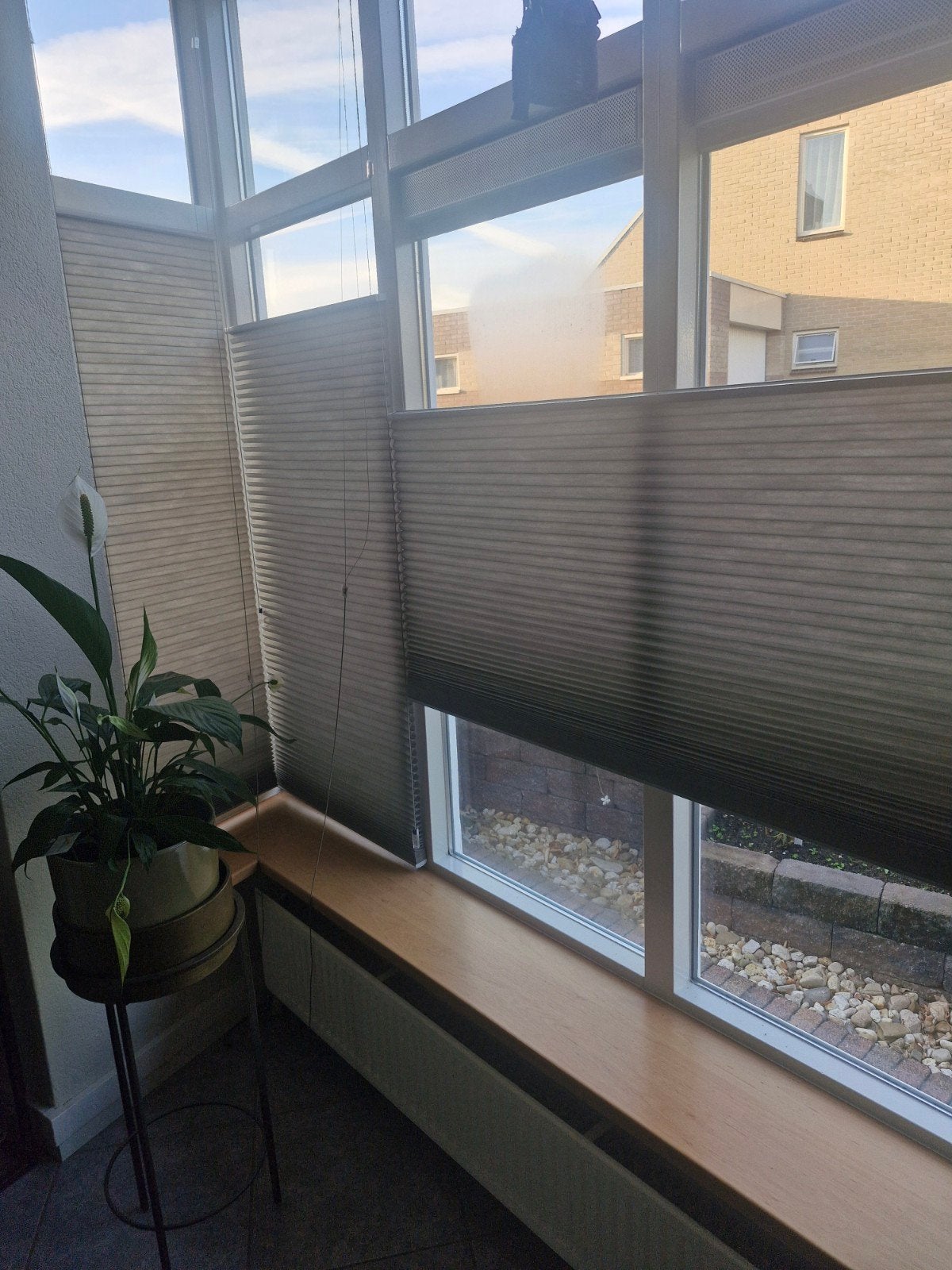 4 Luxaflex raambekleding in diverse maten, Ophalen, Gebruikt, Grijs, Plisségordijn