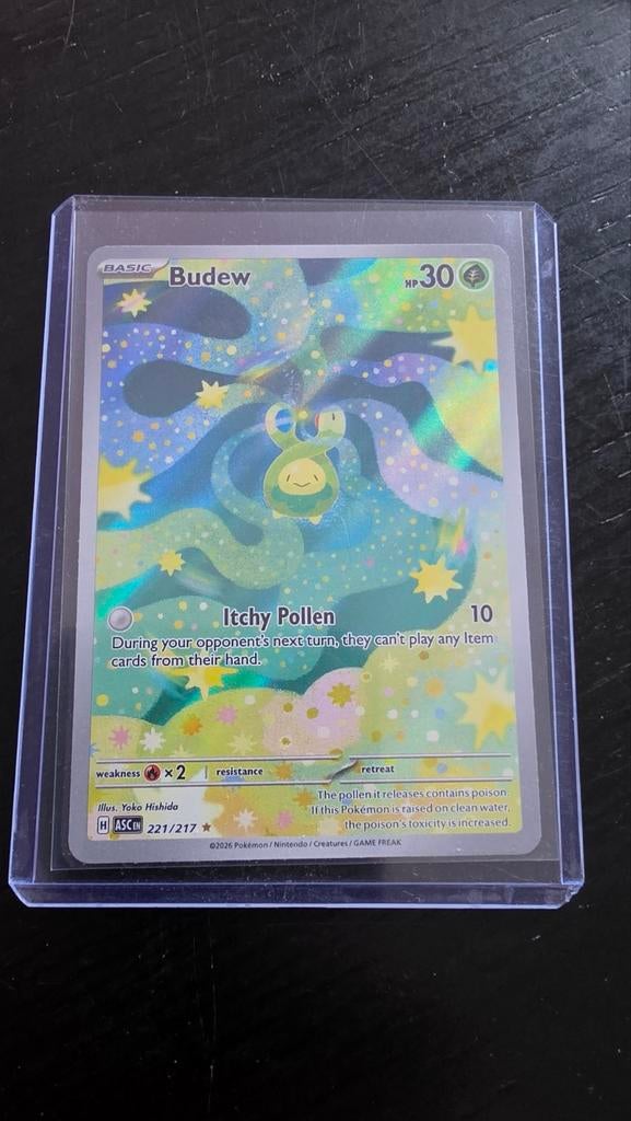 Budew ASC 221/217 Pokemon kaart (Foil), Ophalen of Verzenden, Zo goed als nieuw, Losse kaart, Foil