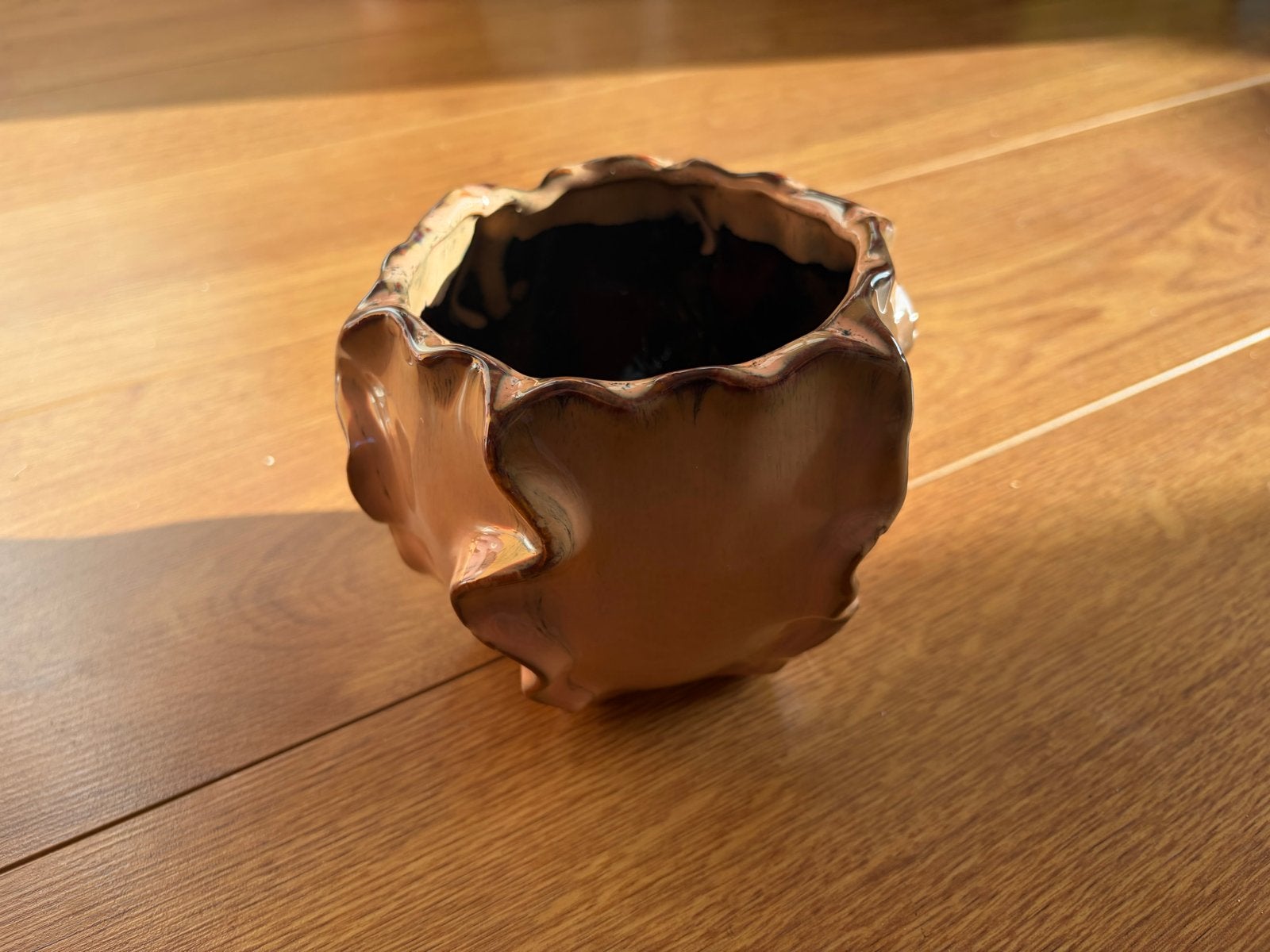 Unieke handgemaakte vaas/pot - Bruin/Beige, Ophalen of Verzenden, Zo goed als nieuw, Steen/keramiek, Handgemaakt