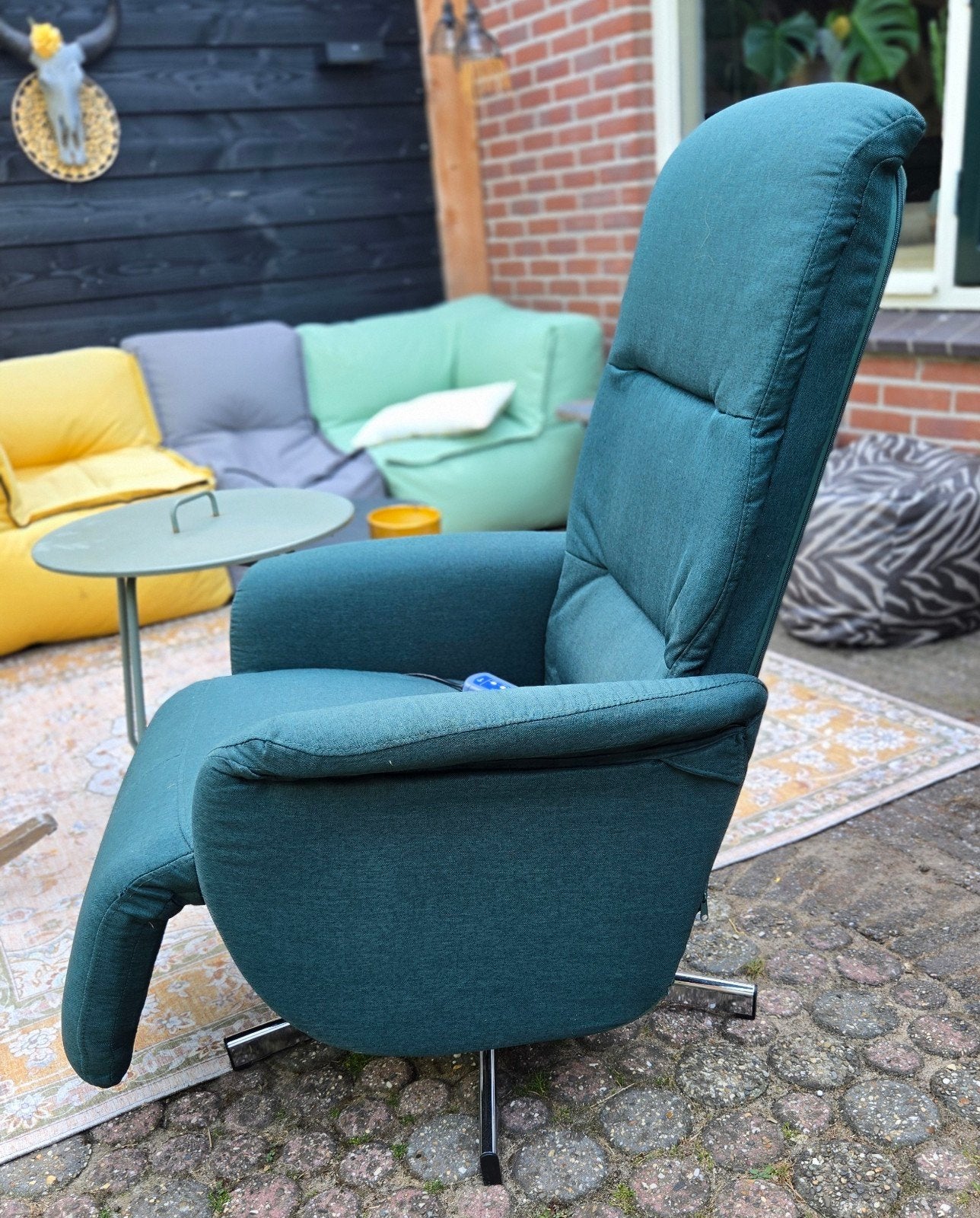 Relaxstoel met massagefunctie petrolGroen, Ophalen, Gebruikt, Overige kleuren, Modern, Comfort