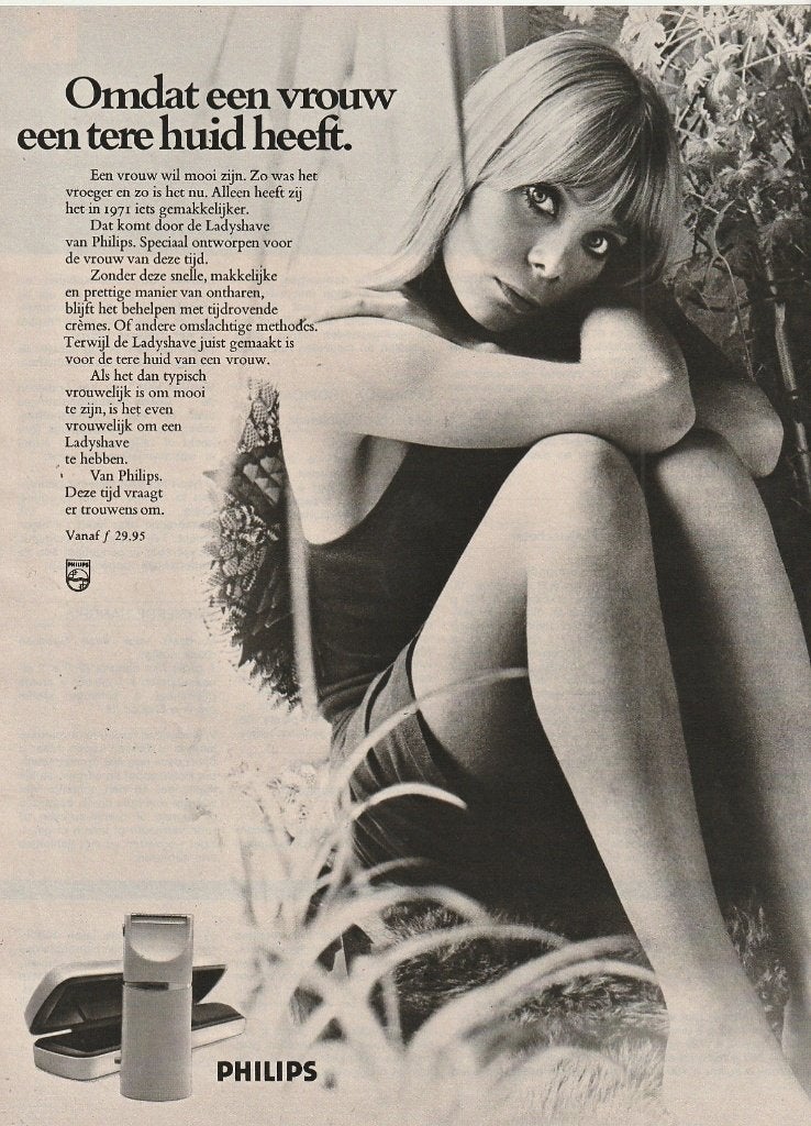 Retro reclame 1971 Philips ladyshave tere huid benen, Verzenden, Overige typen