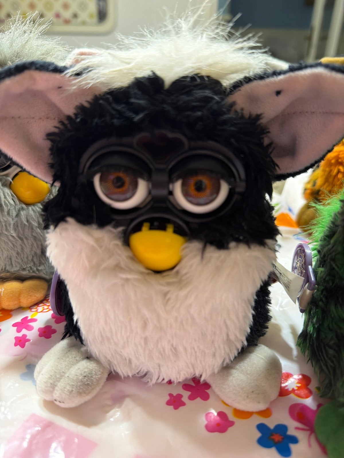 Vintage Furby 1999 Zwart/Wit met label - Zo goed als nieuw, Overige merken, Overige karakters, Overige typen, Zwart