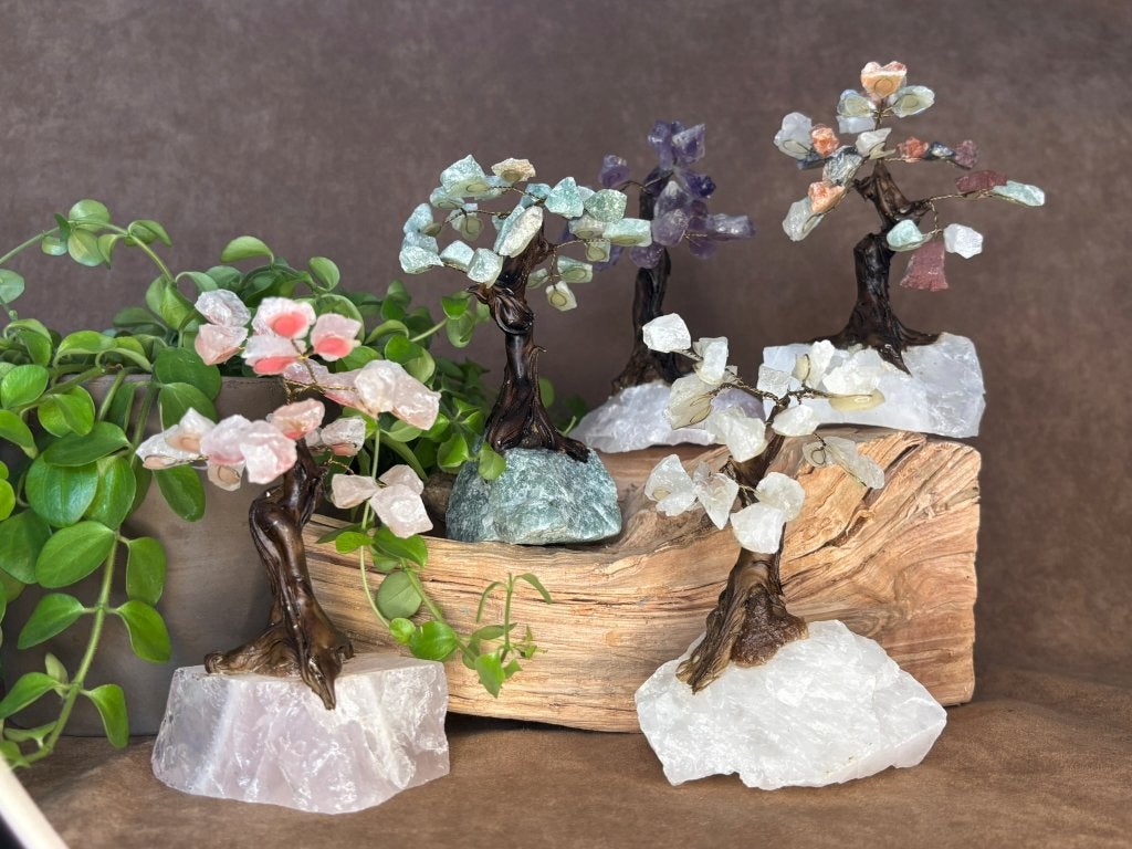 Kwarts boompjes, o.a. Amethist, Rozenkwarts, Bergkristal, Ophalen of Verzenden, Mineraal