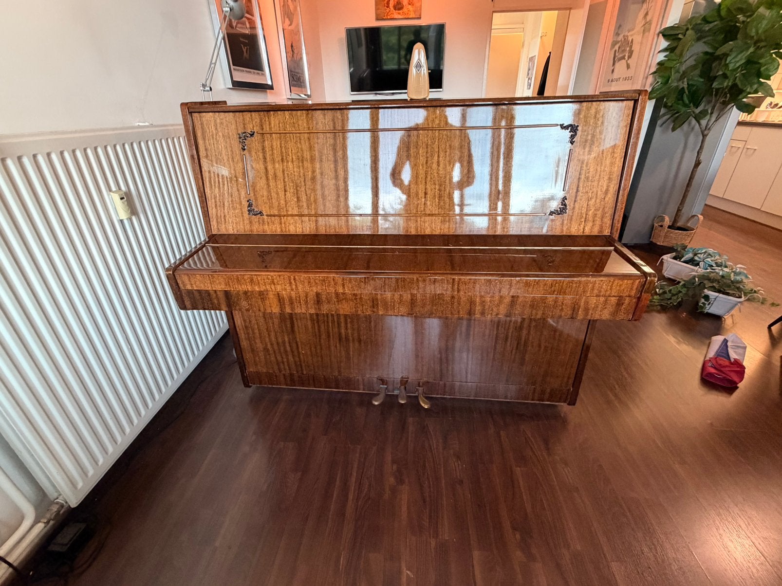 Nocturno akoestische piano met pianokruk, Ophalen, Bruin, Zo goed als nieuw, Piano
