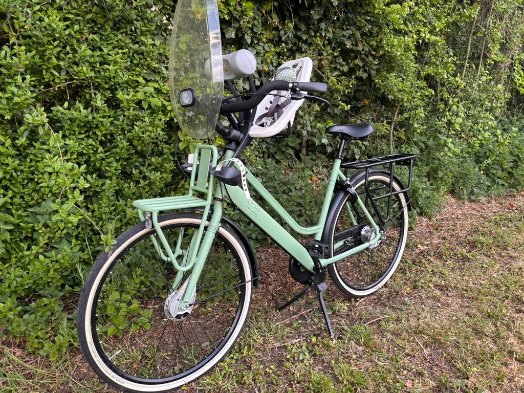 Moeder fiets maat 56 met kinderzitje, 53 tot 56 cm, Versnellingen, Zo goed als nieuw, Ophalen