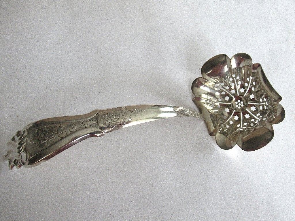 Antiek Dutch zilveren natfruitschep strooilepel gekeurd 1868, Ophalen of Verzenden, Zilver