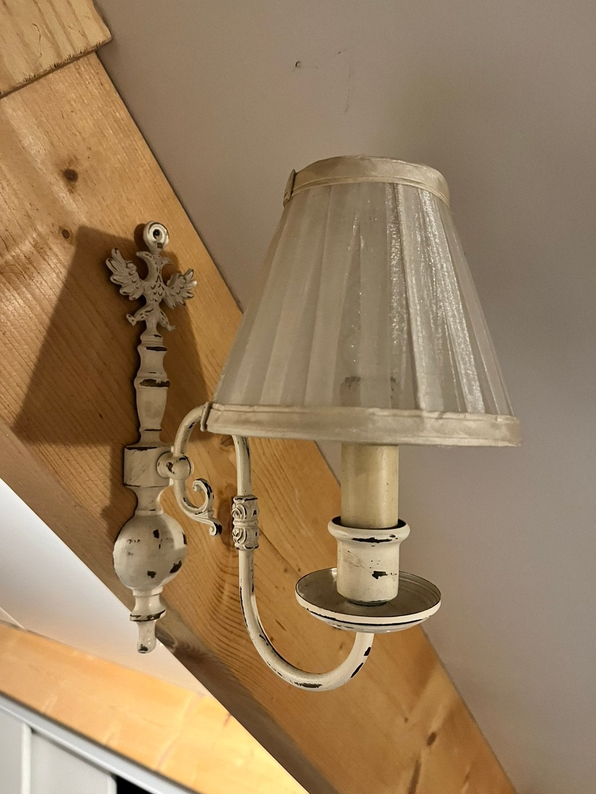 Oud brocante lampje met klem kapje, Gebruikt, E14 (klein), Ophalen of Verzenden, Inclusief lichtbron