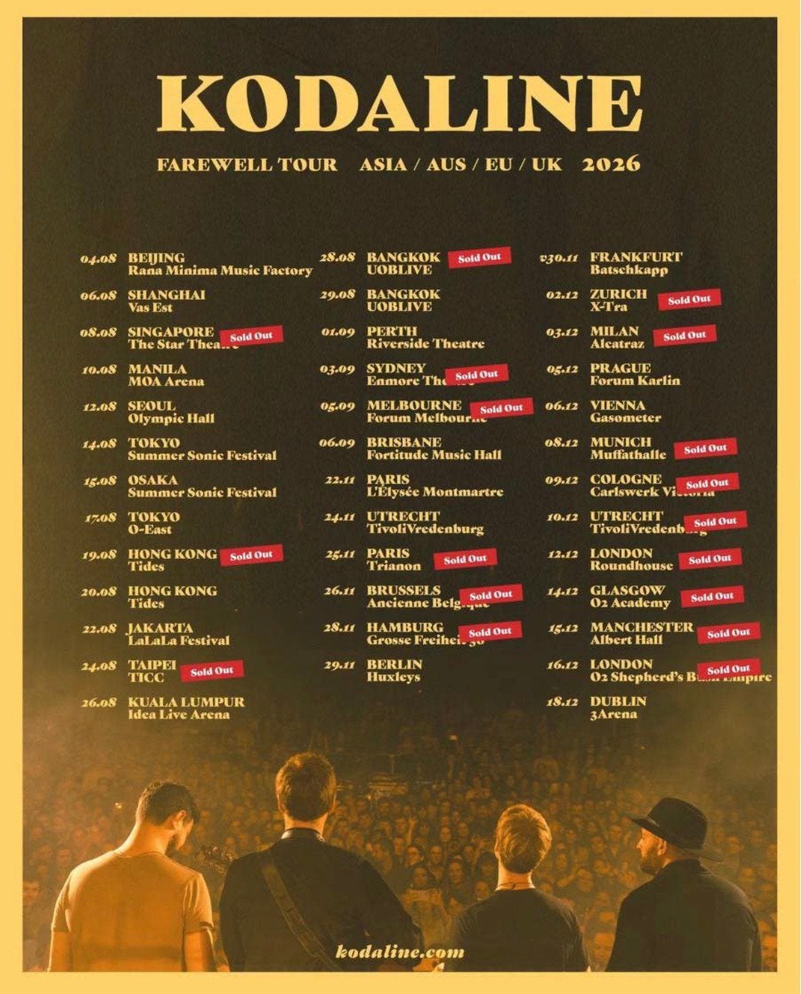 2 Tickets voor Kodaline Farewell Tour 24 November 2026, Tickets en Kaartjes, Twee personen, December