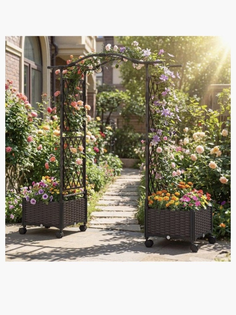 Bloembak met Klimrek - 147 cm - 40 cm - Bruin. Nieuw in doos, Tuin en Terras, Planten | Bomen, Overige soorten, 100 tot 250 cm