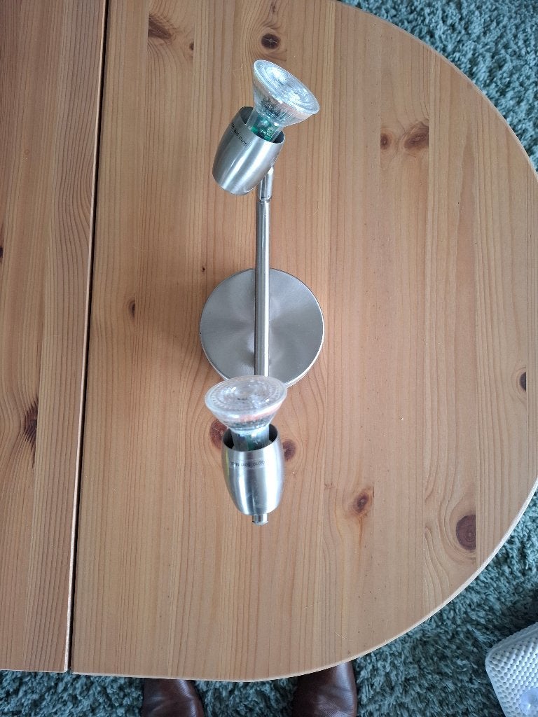 hanglamp met 2 spots, Gebruikt, GU10, Ophalen of Verzenden, Metaal
