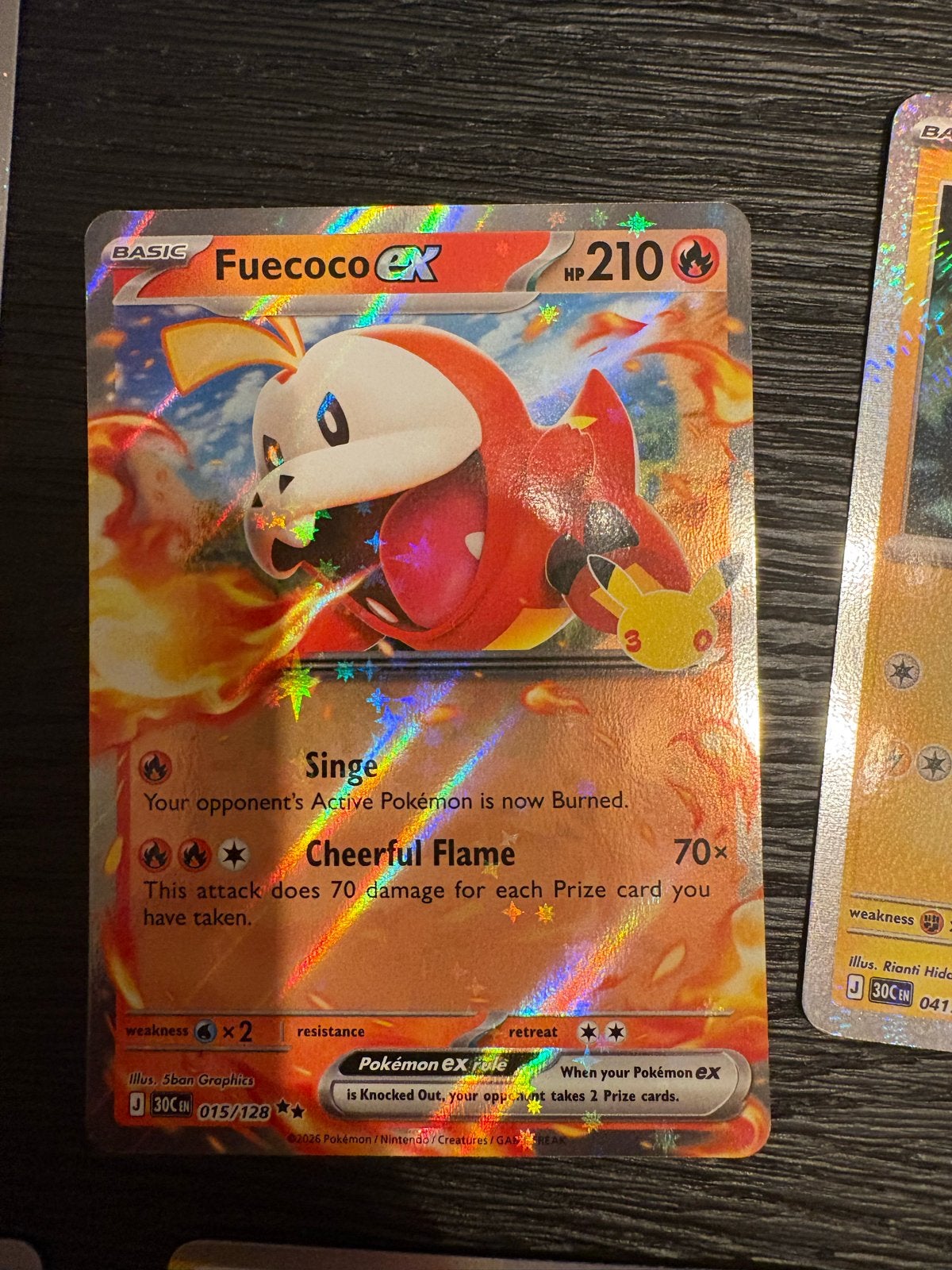 Fuecoco ex 015/128 Pokémon kaart (Gesleeved), Hobby en Vrije tijd, Ophalen of Verzenden, Zo goed als nieuw, Losse kaart, Foil