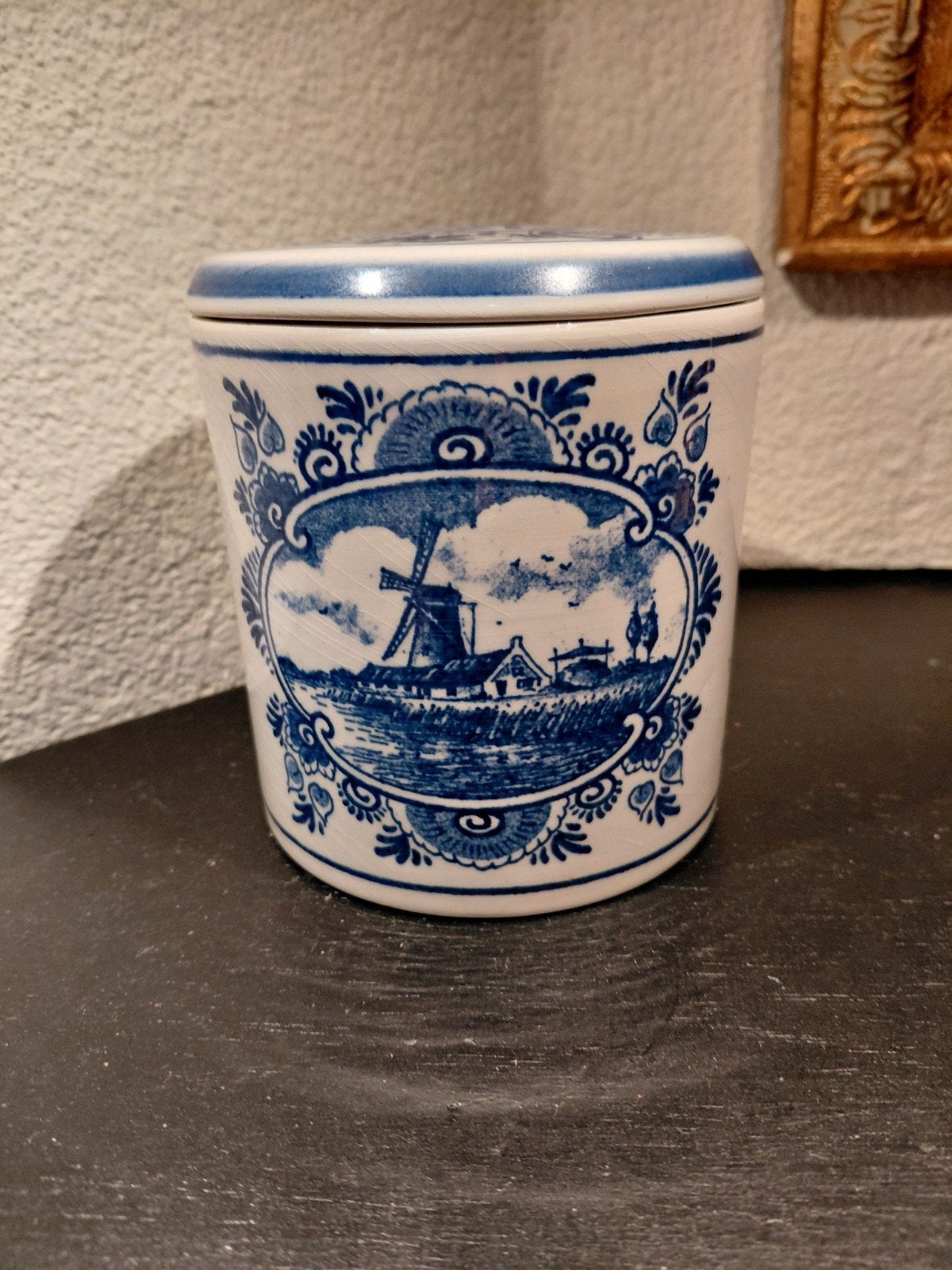 Delfts Blauw Porseleinen Pot voor Goudse Stroopwafels, Ophalen of Verzenden