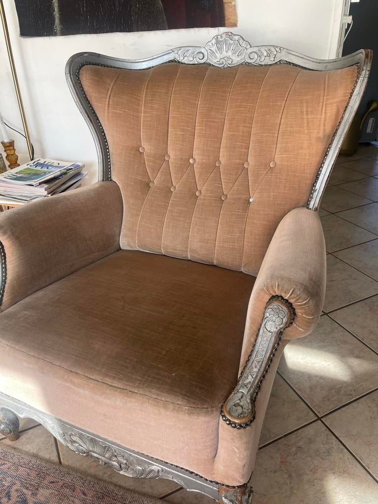 Vintage Barok Fauteuil - Elegante Zetel in Goud/Zilver, Antiek en Kunst, Ophalen of Verzenden