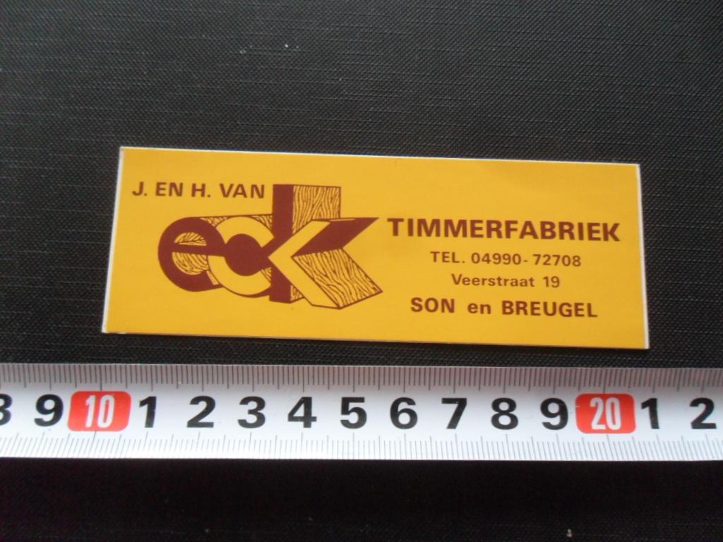 sticker Son en Breugel J en H van ECK Timmerfabriek, Ophalen, Zo goed als nieuw
