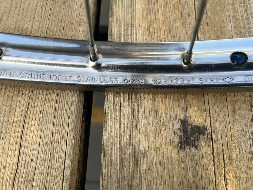 28x1 5/8 rvs voorwiel, Wiel, Toerfiets, Staal, Ophalen of Verzenden
