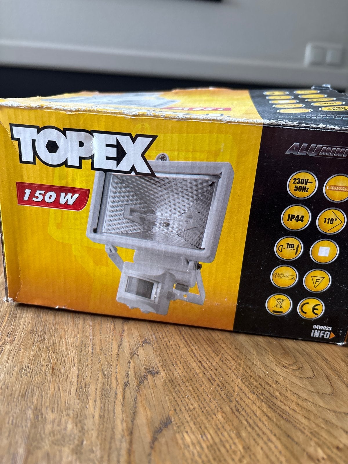 Topex 150W Halogeen Schijnwerper IP44, Overige merken, Waterbestendig, Grijs, Nieuw