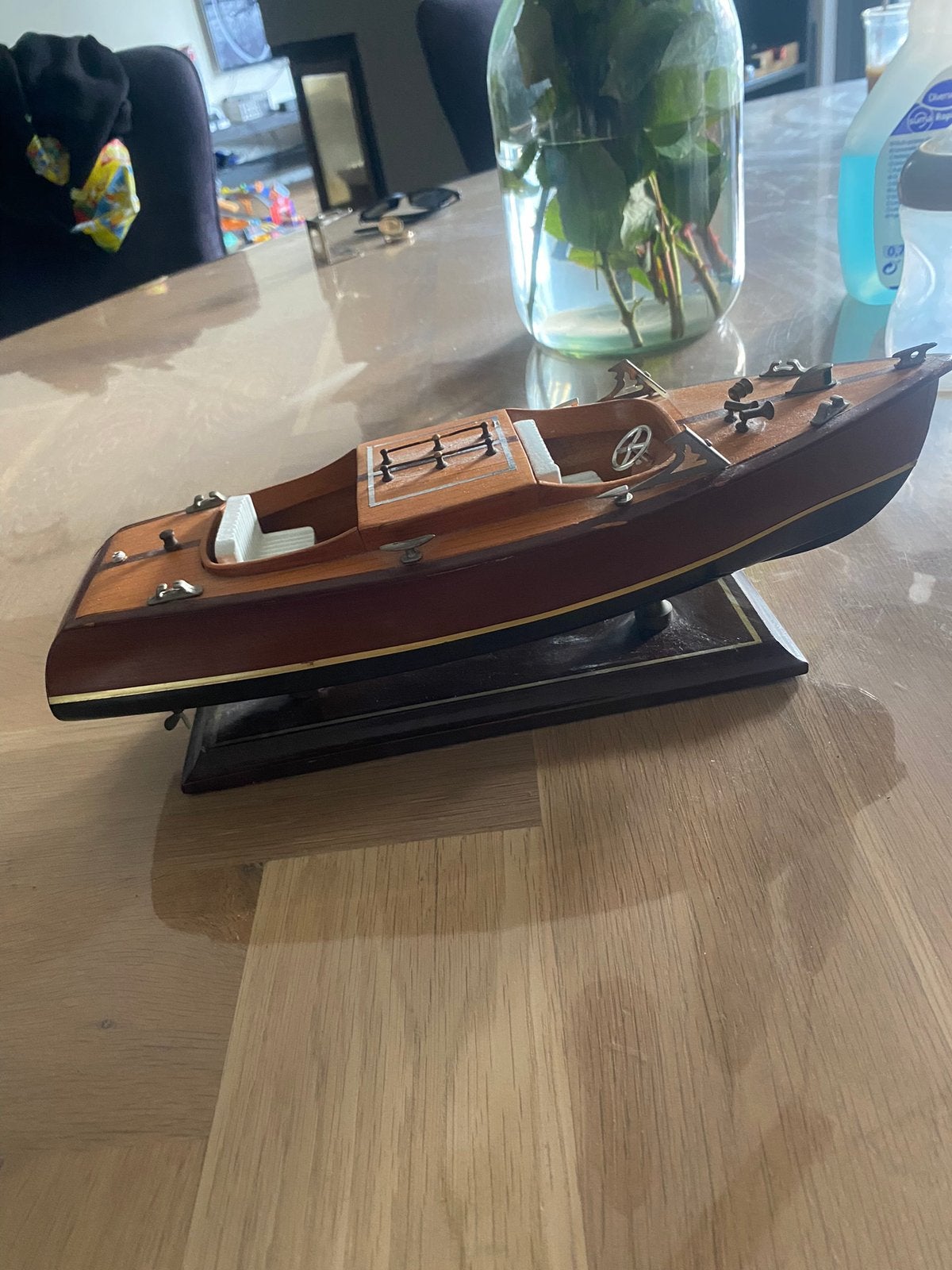 Decoratie boot sloep riva motorboot model boot hout, Verzenden, Zo goed als nieuw